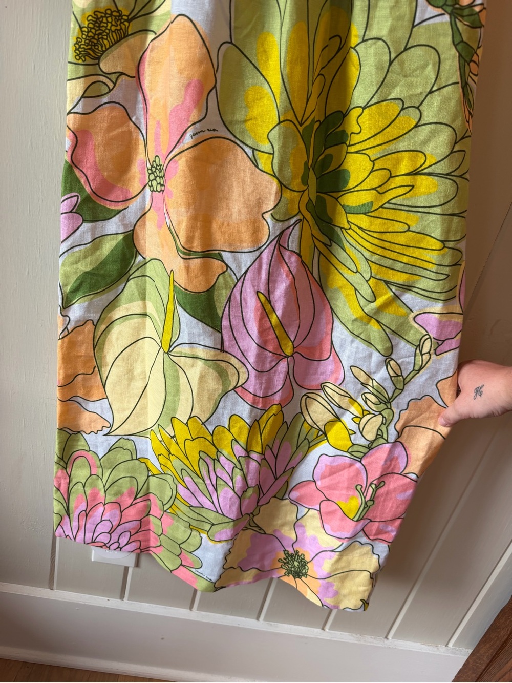 NWT FARM Rio Pastel Floral Midi Dress in Yellow, Pink, Green, Size Medium - Picture 6 of 16